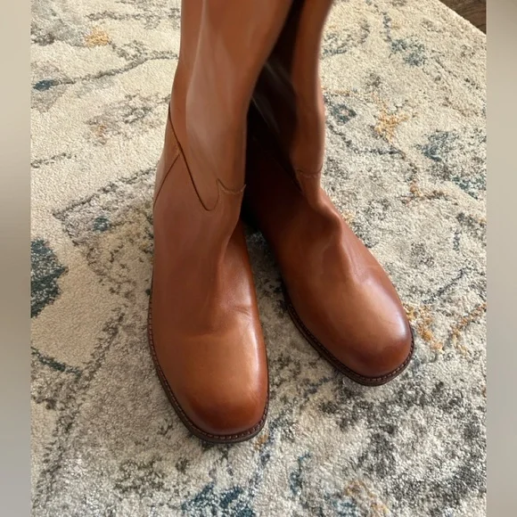 Free People Everly Equestrian Leather Knee-High Tan Boots 10 - Picture 12 of 16